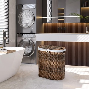 Cesta ovalada de plástico imitación ratán, cesta de almacenamiento hecha a mano, venta al por mayor, ecológica, hecha en Vietnam - Product Image 6