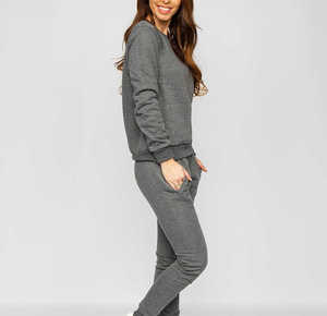 100% algodón nueva moda último chándal de mujer invierno peso pesado chándal hombro caído personalizado de talla grande chándal - Product Image 4