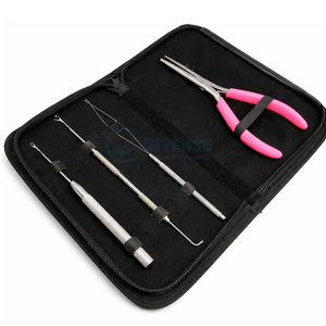 Hair Extension Installation Tool Kit Professional Beading Tool <b>Set</b> with Loop Needle Puller Hook <b>Pliers</b> Micro Tip Hair Extensions - Product Image 4