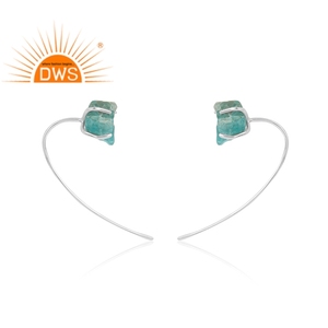 ต่างหูพลอยอะพาไทต์หยาบแบบละเอียดทำจากเงินสเตอริ่งเหมาะสำหรับเป็นของขวัญสำหรับผู้หญิง - Product Image 5