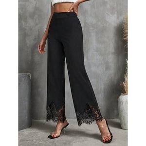 Pantalon Dalgic en dentelle Kadin Yuksel Bel Paca Agzi, 37905 - Noir - Product Image 1