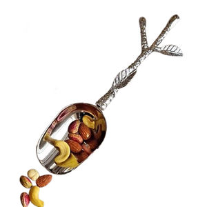 Forme de feuille Design couleur argent cuillère aluminium métal très luxe décor à la maison ustensiles de cuisine Table à manger cuillère - Product Image 1