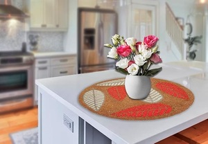 Napperon perlé fait à la main avec conception de feuille blanche orange de luxe pour la décoration de table de restaurant d'hôtel article de cadeau royal d'utilisation - Product Image 2