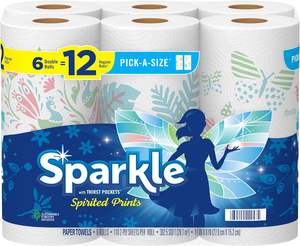 Wholesale Sparkle 3 Ply High Absorbent Disposable <b>Kitchen</b> Roll Pick-A-Size 24 Double Rolls = 48 Rolls - Product Image 2