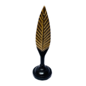 Premium Gold Feather Sculpture Beautiful <b>Table</b> Showpiece Metal Art Sculptures Square base Decorative Ornaments for Home & Office - Product Image 6