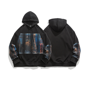 Pull à la mode avec logo personnalisé pour l'automne, mélange de polyester/coton, sweats à capuche imprimés pour hommes de grande taille - Product Image 3