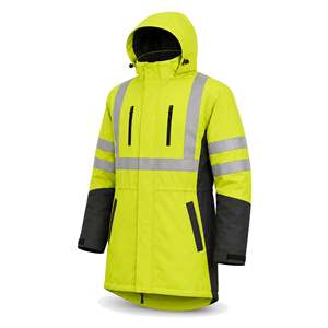 Parka de sécurité haute visibilité réfléchissante, vert citron graphite, résistante à l'eau, à capuche, pour adulte, vêtements de travail industriels, vente en gros personnalisée OEM ODM - Product Image 3