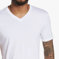 T-shirt personnalisé pour homme, prix bas, col en V, t-shirts blancs en gros, 100% coton, été, logo personnalisé, t-shirts pour homme