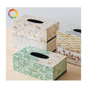 Boîte à mouchoirs en bois avec incrustation de nacre, accessoires décoratifs de luxe faits à la main, mouchoirs carrés, prix de gros - Product Image 4