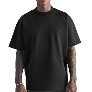 T-shirt épais 100% coton pour hommes Design personnalisé T-shirt oversize côtelé à col ras du cou Streetwear Plain 2025 - Product Image 1