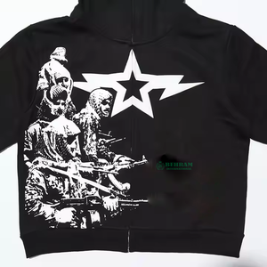 Sudadera con capucha unisex personalizada con cremallera completa, 100% algodón, forro polar/franela, de secado rápido, transpirable, térmica para invierno - Product Image 6