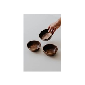 Bol en bois au design moderne 3 pièces fait à la main de taille mini bol de service et de table en bois poli brillant - Product Image 3
