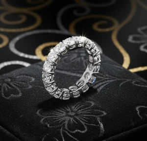 Anillo de Eternidad de Oro Sólido de 14K con Diamantes CVD Cultivados en Laboratorio, Corte Completo, Clásico, para Boda, Compromiso, Regalo de Aniversario, con Baño de Rodio - Product Image 1