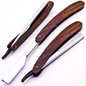 Navaja de Afeitar Recta de Acero Inoxidable Personalizable, Uso Profesional y Personal, con Mango de Madera Natural para Barberos - Product Image 1
