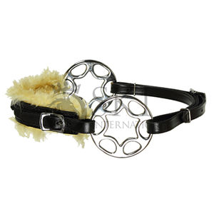 Personnalisable en cuir véritable noir marron Starwheel réglable Hackamore Bitless Horse Bit Boucles de rembourrage en fourrure Produit équestre - Product Image 2