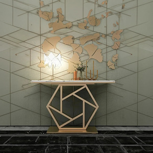 Modern High Quality <b>Dining</b> Room Furniture Light Luxury Golden Stainless Steel Base Rectangular <b>White</b> Marble Top <b>Dining</b> - Product Image 2