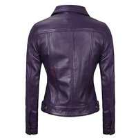 Chaqueta de Cuero Crudo con Cierre de Cremallera para Mujer, Estilo Moderno, Diseño Sólido, Temporada de Otoño, Relleno de Algodón, Venta al Por Mayor