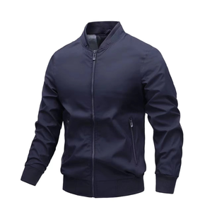 Men's <b>Jackets</b> High Quality Smart Casual Winter Long Sleeve Elastic Collar Bomber <b>Jackets</b> Zipper Closure Solid Color <b>Thick</b> <b>Fleece</b> - Product Image 4