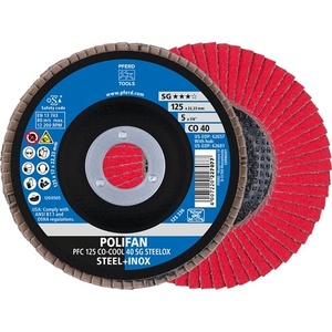 Disque à lamelles conique en céramique POLIFAN CO-COOL SG STEELOX 125 mm INOX, grain 40, paquet de 10 pour le ponçage - Product Image 1