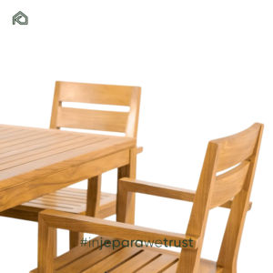 Ensemble de meubles de jardin, table et chaises d'extérieur, meubles en teck massif, ensemble de table et chaises de jardin en teck - Product Image 3