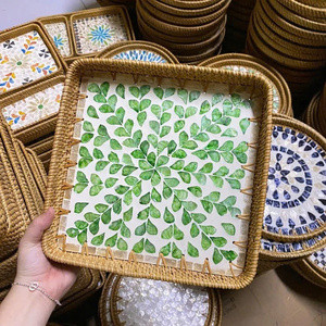 Bandeja cuadrada de ratán, bandeja rústica tejida a mano natural, ideal para cafés, resorts, hoteles y pedidos de exportación al por mayor sostenibles - Product Image 5