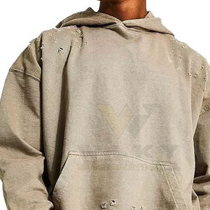 Sudaderas con capucha desgastadas de gran tamaño XL de alta calidad para hombres Jersey de estilo callejero personalizado con capucha de Invierno en Blanco con patrón de impresión a granel - Product Image 5