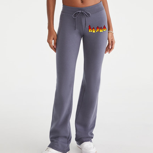 Meilleures ventes Pantalon de jogging évasé à jambes larges et délavées pour l'hiver en polyester/coton mélangé, respirant, sérigraphié avec logo, gym - Product Image 1