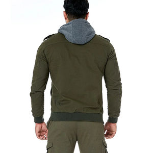 แจ็กเก็ตบอมเบอร์คาร์โก้แนววินเทจมีฮู้ดสำหรับผู้ชายกันน้ำได้มีฮู้ดแบบถอดออกได้ผ้าเดนิมผ้าฝ้ายสำหรับฤดูใบไม้ร่วง - Product Image 4