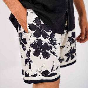 Pantalones cortos de playa de verano blancos para hombre de algodón 100%, cintura elástica y bolsillos, estampado Digital, patrón sólido a la venta a granel - Product Image 2