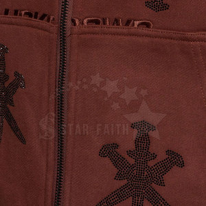 Moda algodón mezclado hombres ácido lavado Rhinestone Sudadera con capucha estilo callejero pulóver cómodo Casual uso diario - Product Image 6