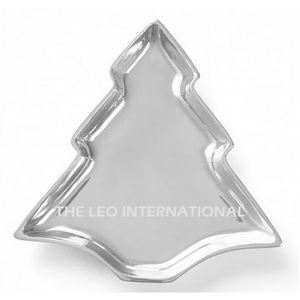 Juego de 3 bandejas navideñas cuadradas de acero inoxidable chapado en oro con marco de metal y vidrio - Product Image 5