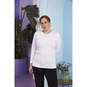 Crew Neck Long Sleeve Plus Size <b>White</b> <b>T</b>-<b>Shirt</b> - Product Image 3