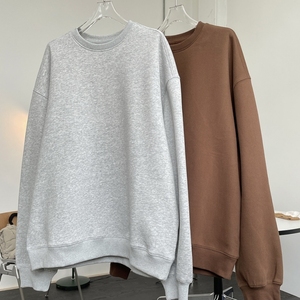 Sweat-shirt à col rond doublé en polaire de haute qualité avec logo personnalisé en relief, lourd, respirant, surdimensionné, pour femmes - Product Image 3