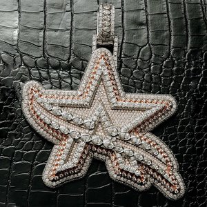 Pendentif étoile personnalisé serti de diamants Moissanite en argent sterling 925, bijoux hip-hop - Product Image 1