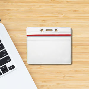 Porte-cartes de crédit en PVC rouge avec fermeture éclair, porte-badge d'identification de bureau - Product Image 2