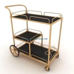 2 couches de forme ronde en bois et métal Nouveau style Chariot de service pour aliments et desserts Attrayant nouvellement arrivé Trending Food Trending Trolley - Product Image 6