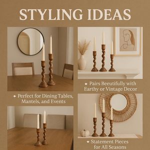 Juego de 3 Portavelas de Madera en Espiral, Portavelas de Madera Hechos a Mano para Centro de Mesa de Sala de Estar, Madera de Mango - Product Image 6