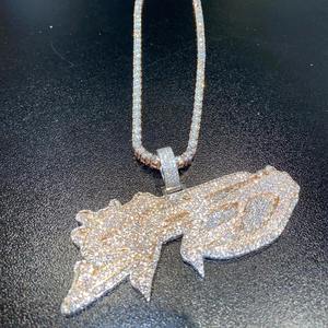 RB Gems Custom 925 Sterling <b>Silver</b> Hip Hop Iced Out Custom Letter <b>Pendant</b> VVS Moissanite Diamond Name <b>Initial</b> Logo <b>Pendant</b> - Product Image 5