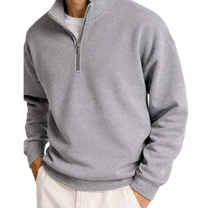 Sweat-shirt oversize tendance à demi-zip, streetwear décontracté, sweat-shirt à quart de zip avec poches, couleur personnalisée, vente en gros - Product Image 4