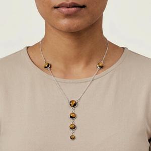 Collar con Colgante de Ojo de Tigre en Plata de Ley 925 con Baño de Rodio, Estilo Bohemio, para Compromiso, Boda o Fiesta - Product Image 4