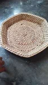 Hyacinth Eco-Friendly Vintage Square Decorative Storage <b>Basket</b> Hand-Woven Rattan Scallop Edge Built-In <b>Handles</b> Organizing <b>Basket</b> - Product Image 3