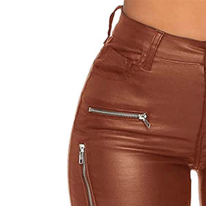 Pantalons de streetwear pour femmes en cuir PU respirant, taille élastique, hiver, logo personnalisé, design pour adultes, tailles - Product Image 5