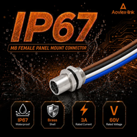 Connecteur circulaire M8 personnalisé à 3, 4, 6 ou 8 broches avec fils de raccordement pour fixation avant/arrière sur panneau
