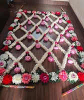 Chadar de Mariage Jasmine avec Bordure Florale Complète, Canopée Phoolon Ki Chaddar pour Mariage Indien/Punjabi/Pakistanais/Nikah