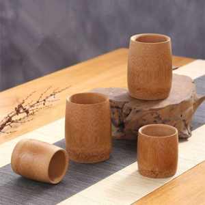 Porte-tasse en bambou naturel écologique fait à la main Design de style campagnard Logo gravé verres en plastique à usage domestique fait à la main - Product Image 2