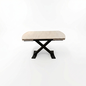 Table à manger moderne en bois avec pieds en métal en forme de X, forme rectangulaire, 4 places, design minimaliste, meubles pour la maison - Product Image 1