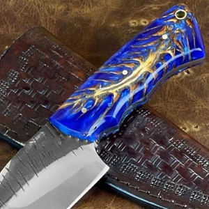 Couteau à dépecer en acier Damas fait main, personnalisable, étui en cuir de vache OEM - Product Image 3