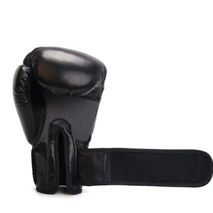 Guantes de Boxeo de Cuero para Entrenamiento, Cierre de Velcro, Transpirables, Negros, para Adultos - Product Image 1