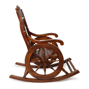 Mecedora de madera antigua con diseño tallado adornado, perfecta para la relajación interior clásica - Product Image 4