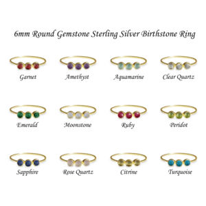 Anillo de Plata de Ley 925 de 6mm, piedra natural de rubí redondo, facetado, tres piedras preciosas, sortija delicada, regalo de Navidad, joyería - Product Image 6